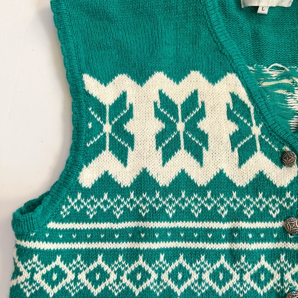 Vintage 1990s Scalloped Fair Isle Winter Sweater Vest - Picture 5 of 6